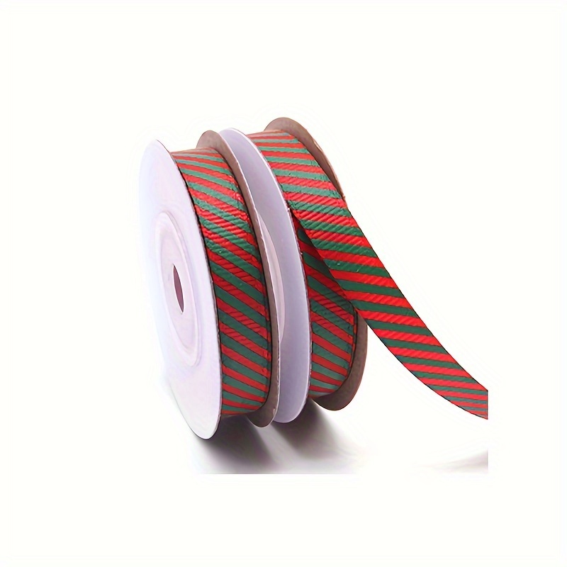 2 Rolls 10 Yards Red And White Striped Grosgrain Ribbon Christmas Ribbon  Polyester Fabric Ribbons Xmas Wrapping