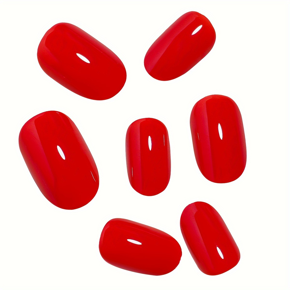 24pcs mid length oval shape press on nails solid color fake nail full cover nails for women details 8