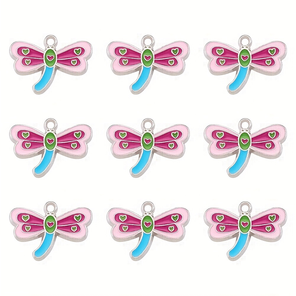 5Pcs Pink Dragonfly Pendants DIY Jewelry Accessories