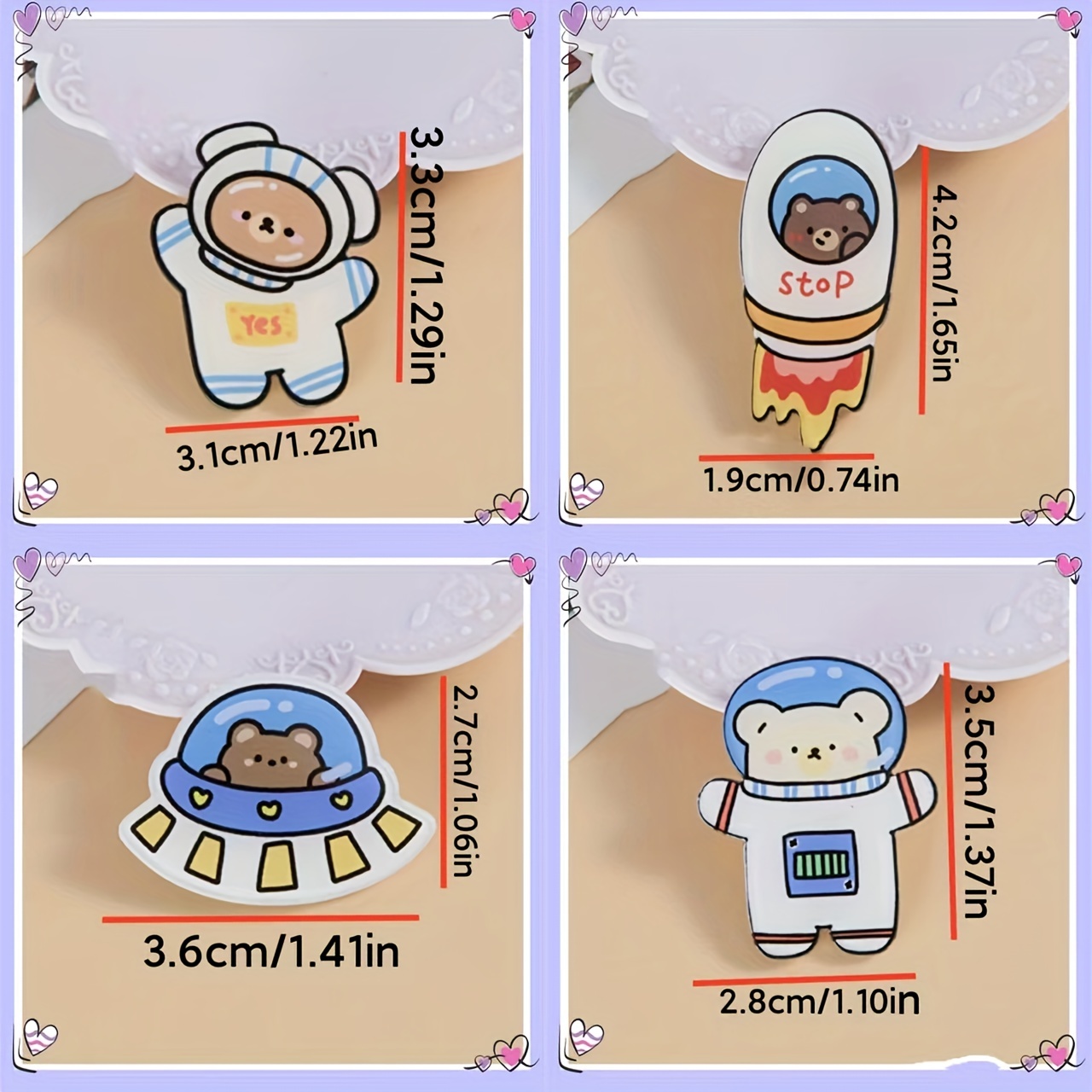 KITANIS Cute Pins for Backpacks ,50 Pcs Kawaii Pins ,Acrylic Pins Aesthetic for Girl's Bags,Hoodies,Hats,Jackets Decorative