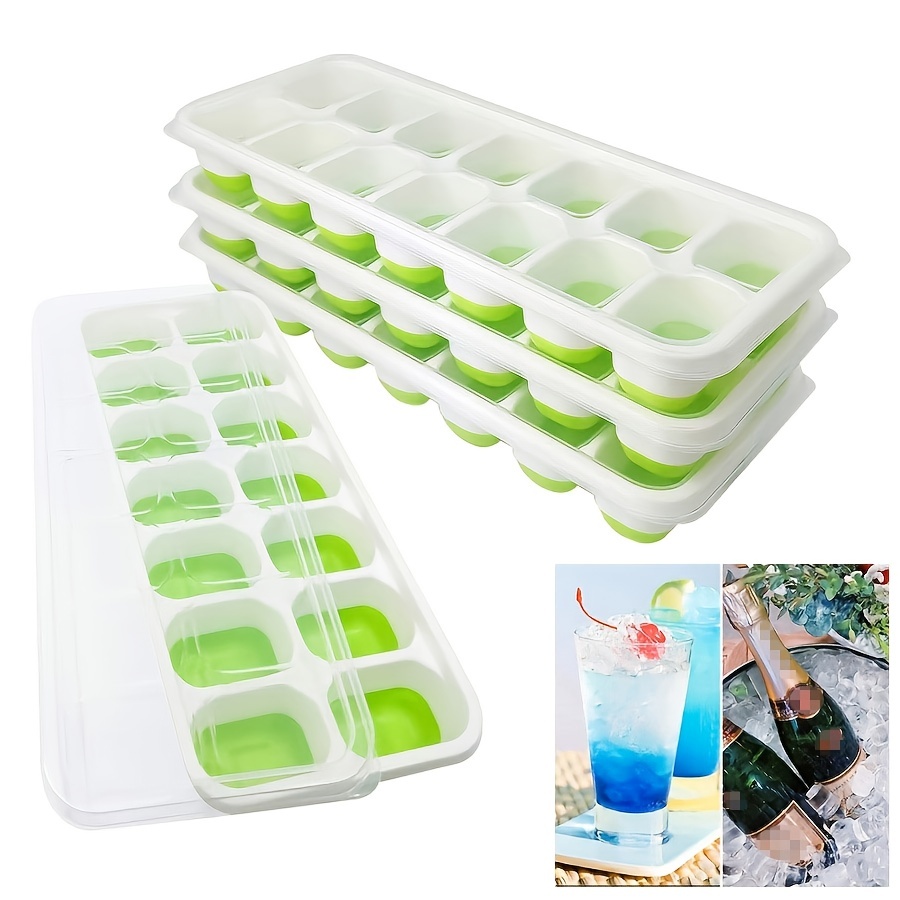 1pc 14 Grids Easy Release Ice Cube Tray With Lid, Ice Cube Storage