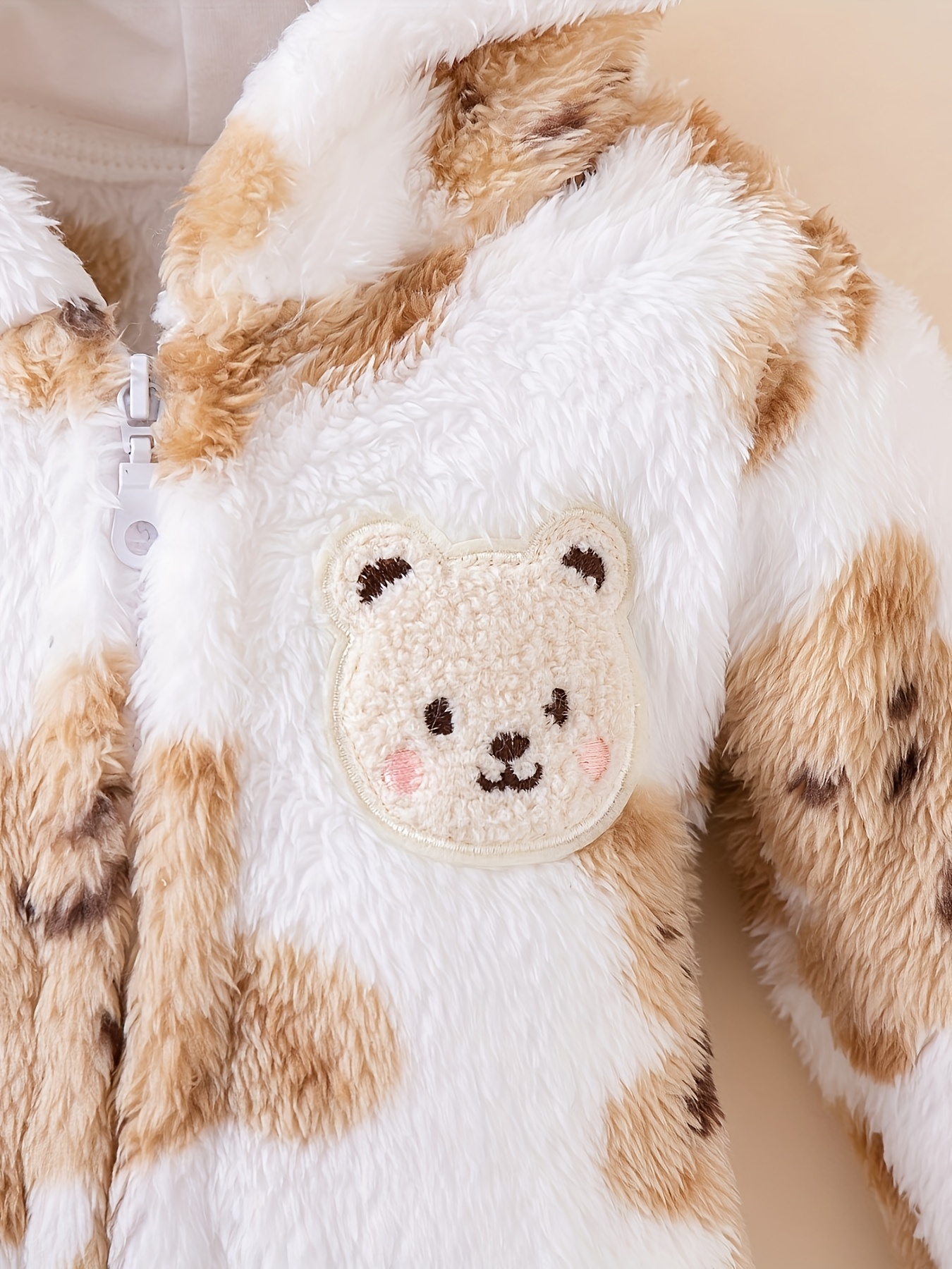 invierno bebé mameluco de manga larga con capucha suave oso de peluche  forro polar recién nacido bebé algodón monos