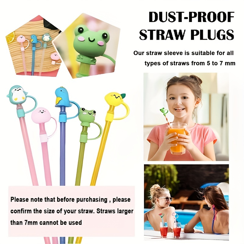 12Pcs Convenient Straw Protectors Cute Straw Plugs Straw Tip Covers Straw  Stoppers for Kids