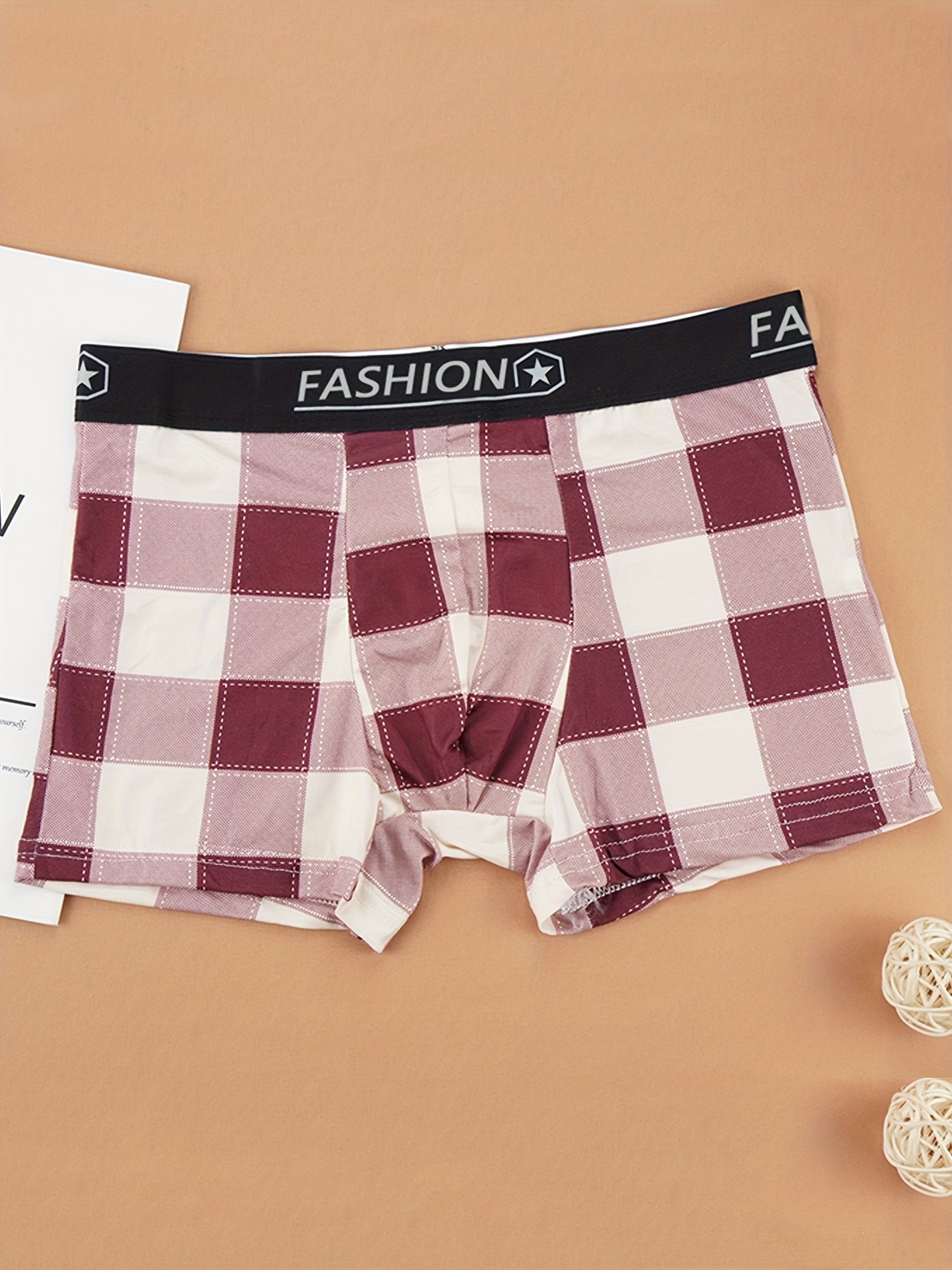 Men's Fashion Plaid Boxers Briefs Cotton Breathable Comfy - Temu