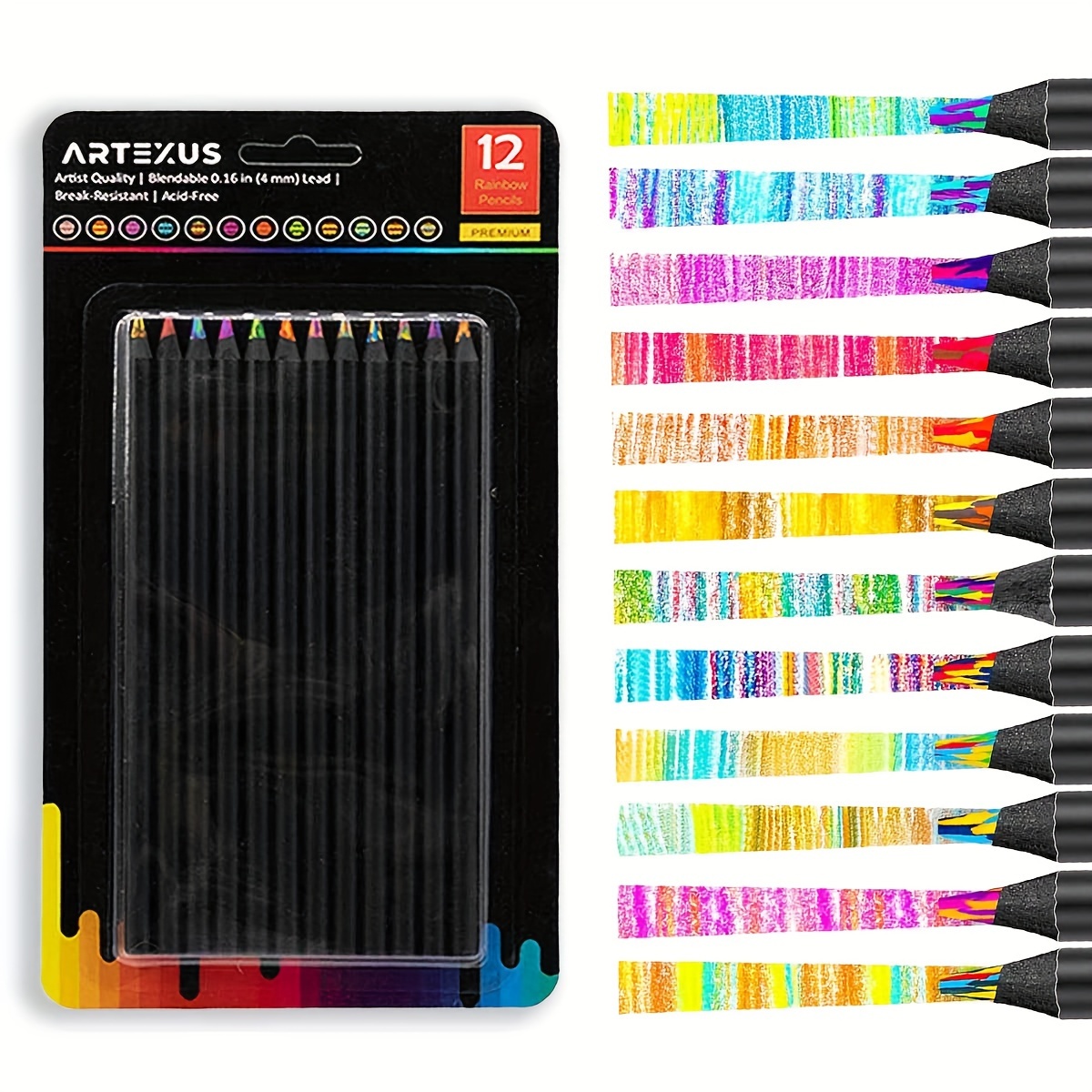 Hapikalor 12-Color Rainbow Pencils, Aesthetic Jumbo Colored