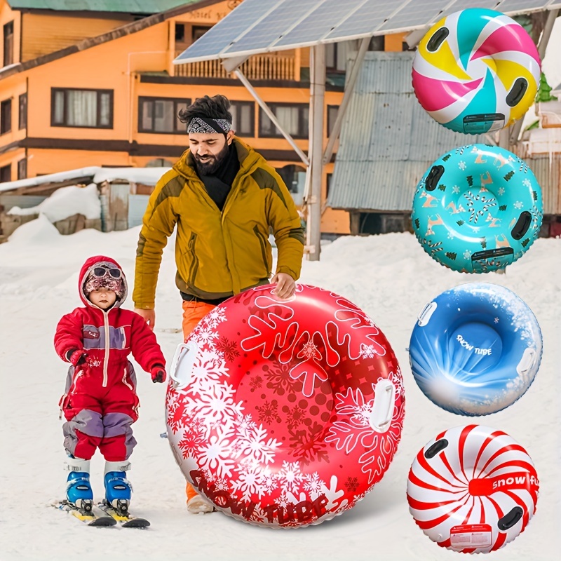 PVC Inflatable Skiing Ring Winter Snowboard Safety Handle Leak Proof Cartoon