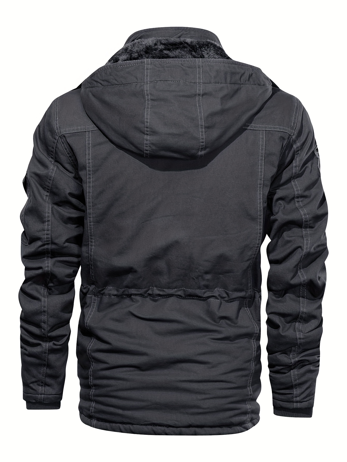 Men's Thickened Mid-Length Jacket with Hood for Winter