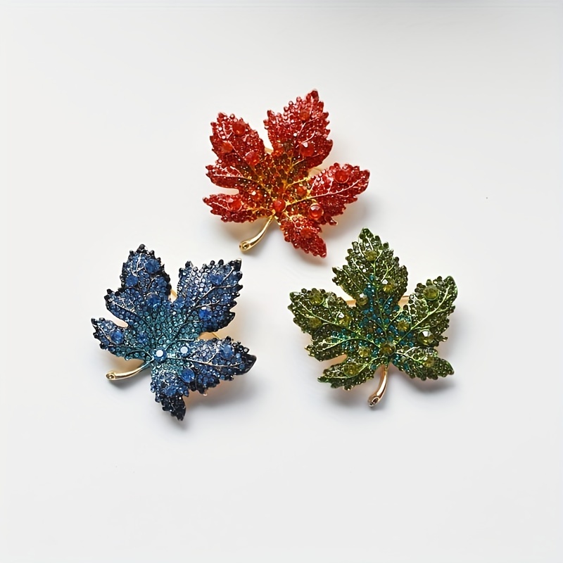Maple Leaf Rhinestone Brooch, Vintage Design