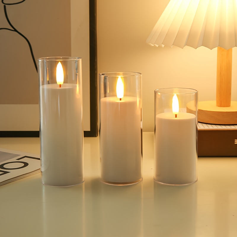 Seule la lumière des bougies Bougie scintillante en cristal, romantique,  sans flamme, décoration de maison