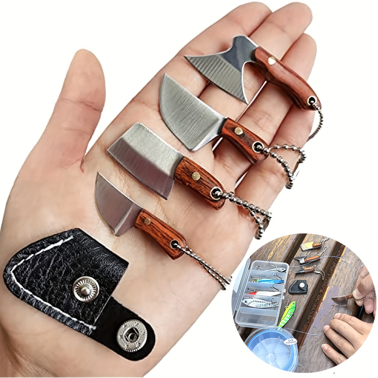 4PCS/Set Damascus Pocket Knife Set - EDC Knife Set for Package Opener, Axe  Shape Cleaver & Tiny Knives