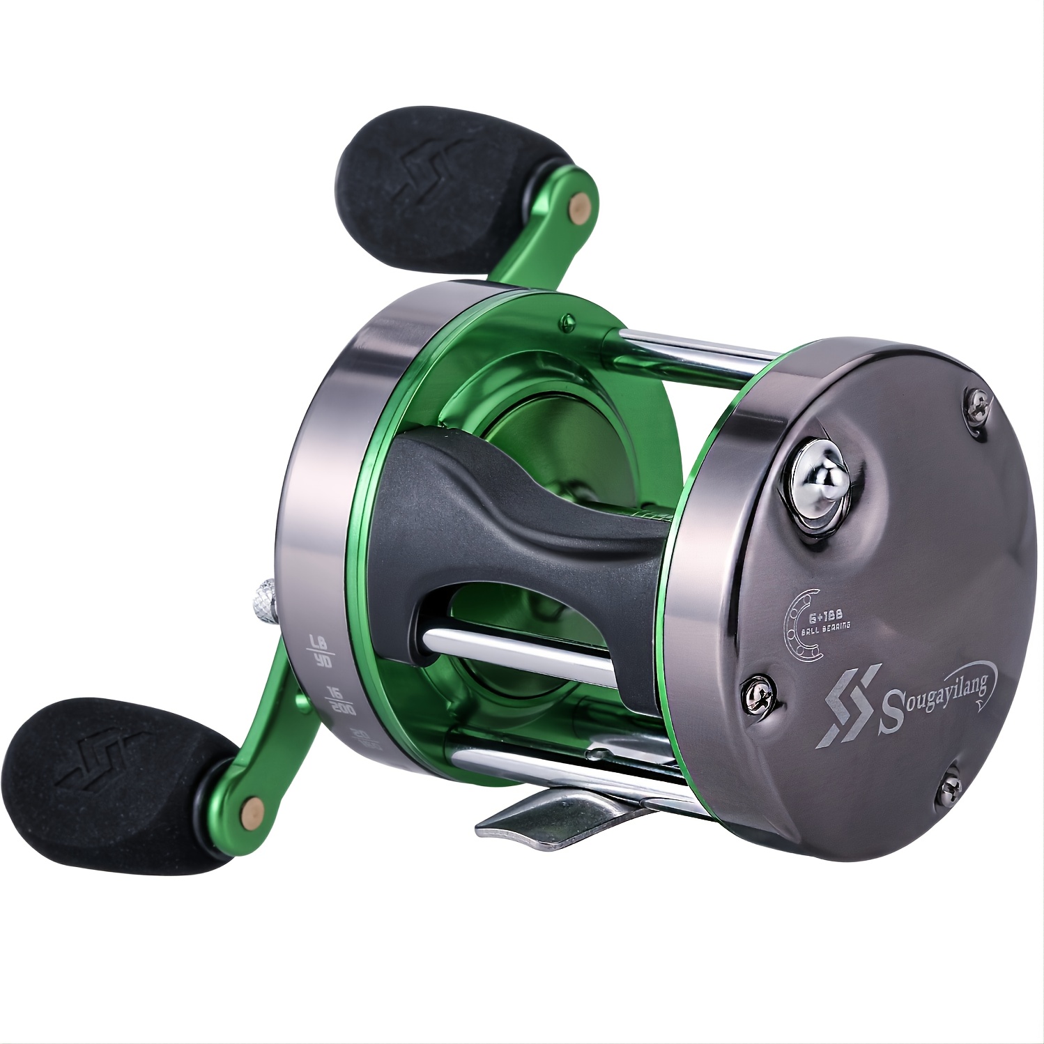 Sea Fishing Reels 6+1BB 5.1:1Full Metal Drum Trolling Fishing Reel Green  Left Right Hand Reel