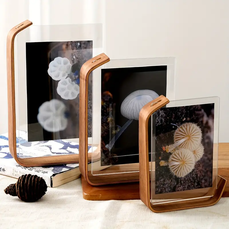 acrylic wooden photo frame 4x6 picture frame rustic wooden photo frames with hd glass double sided frame for tabletop display wedding party picture frame photo decor details 0