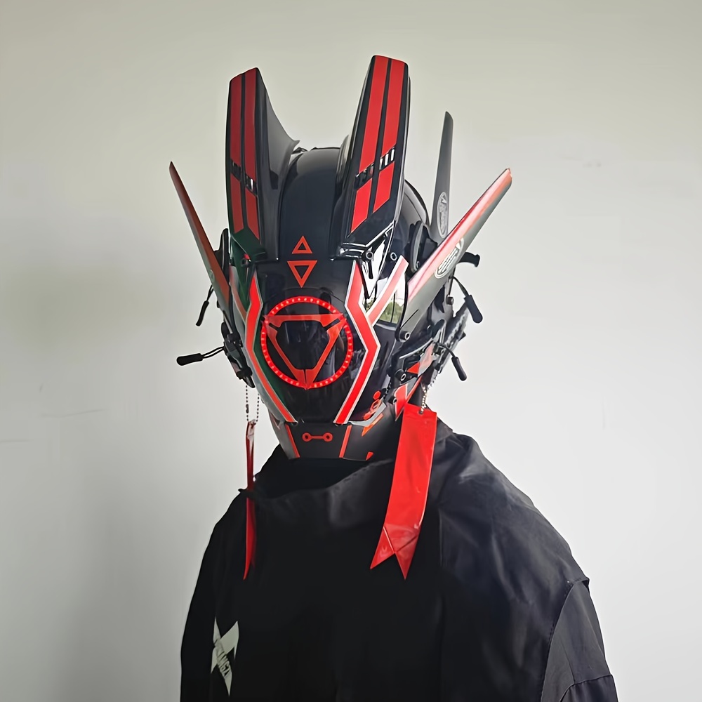 Led Luminous Cyberpunk Mask Halloween Cosplay Masquerade - Temu