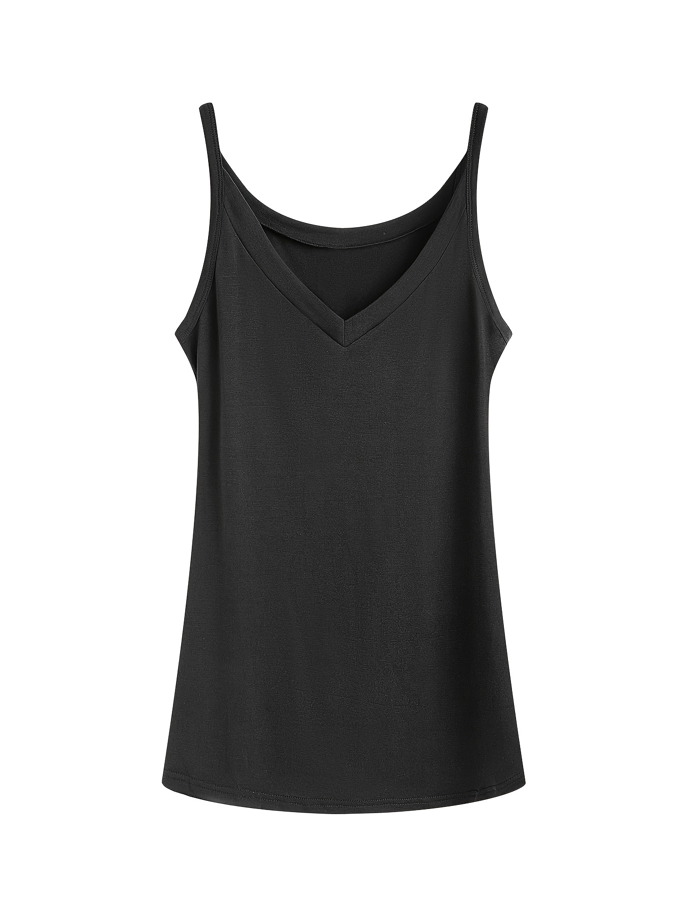 Casual Solid Scoop Neck Tank Top Black Women's Tank Tops & Camis