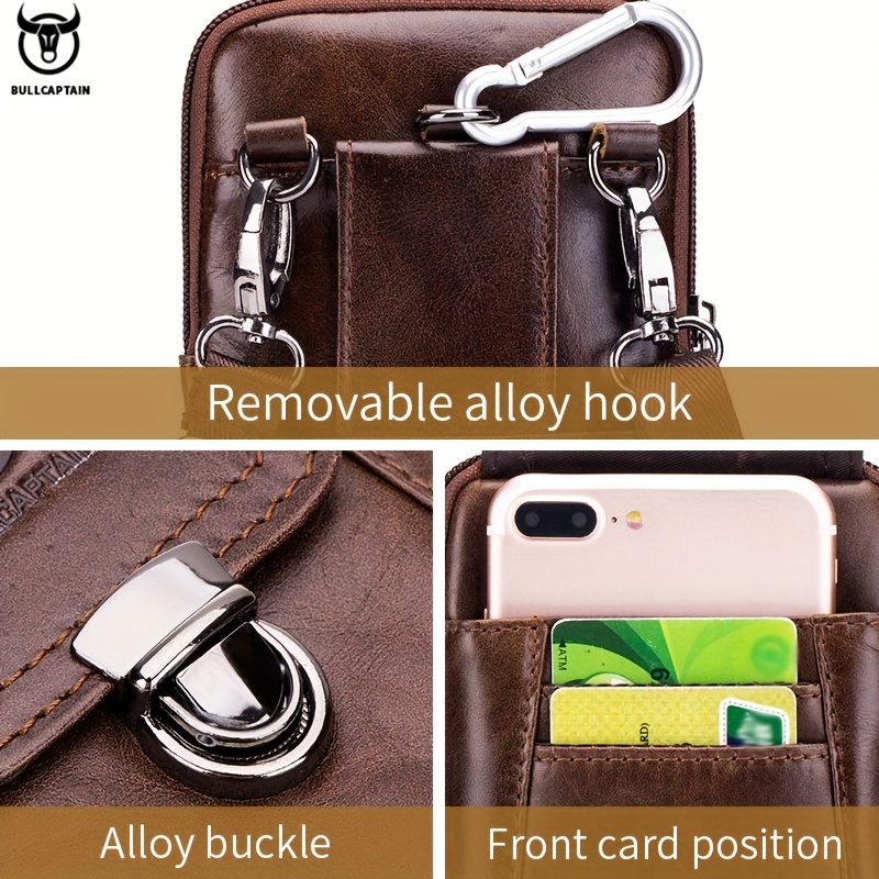 Mens Cell Phone Leather loop Hook Belt Pouch