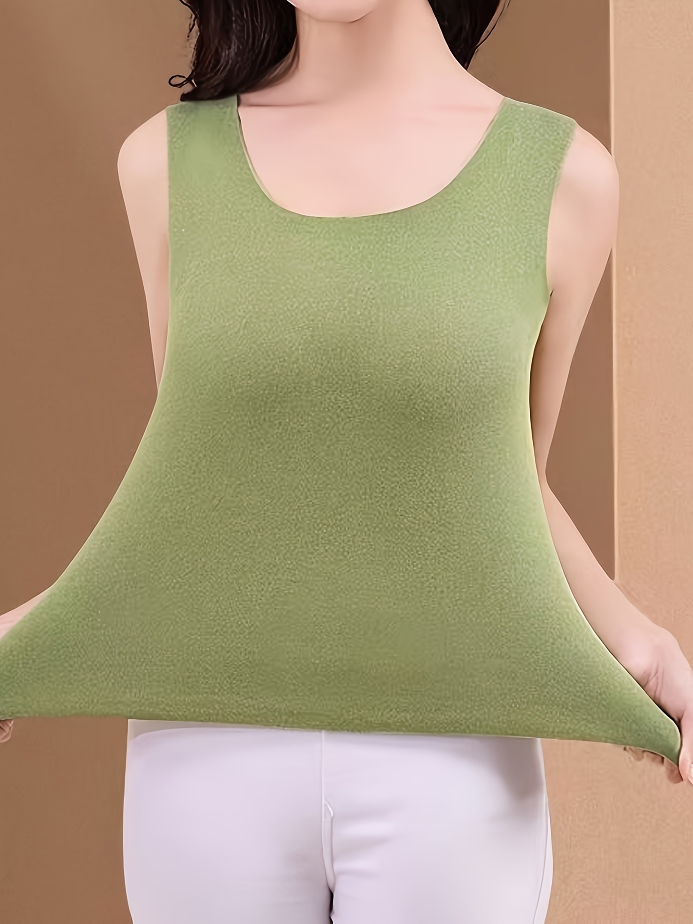 Seamless Thermal Underwear Top Cozy Crew Neck Sleeveless Top - Temu