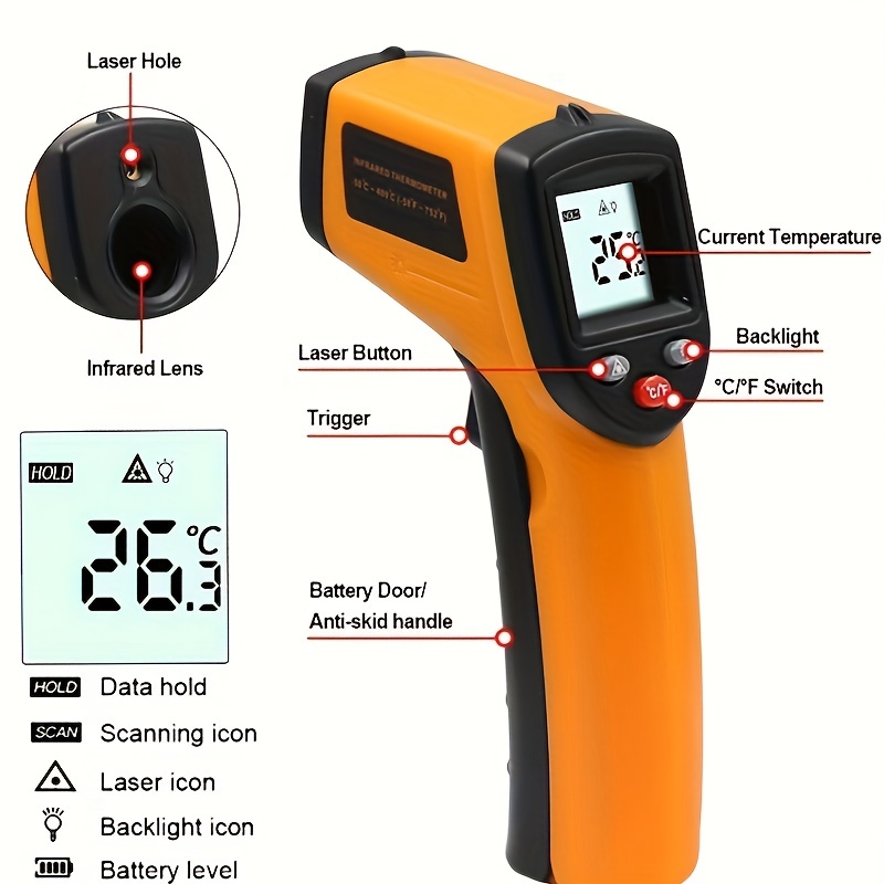 Versatile Handheld Infrared Thermometer Gun With Infrared Aiming, Ideal  Temperature Measurement Device For Cooking, Pizza Oven, Grill & Engine  Laser Surface Not For Human Use Instrumentation For Precision Temperature  Measurements - Temu