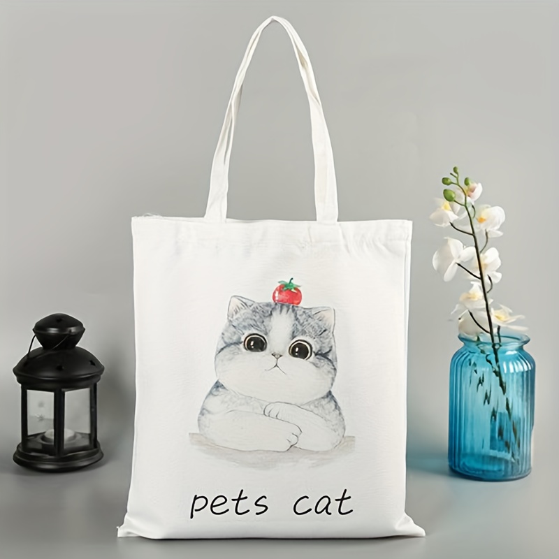 Borsa con disegno di gatto. Borsa a tracolla con stampa