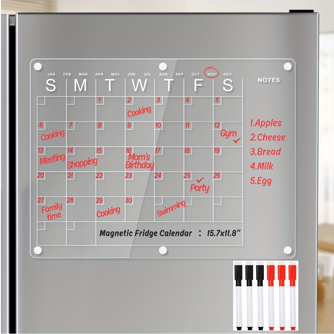 Magnetic Acrylic Calendar For Fridge Clear Dry Erase - Temu