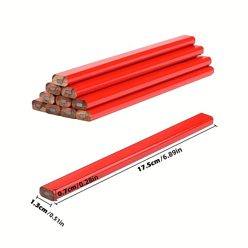 Woodworking Pencil Red Octagonal Hard Red Core With Black - Temu