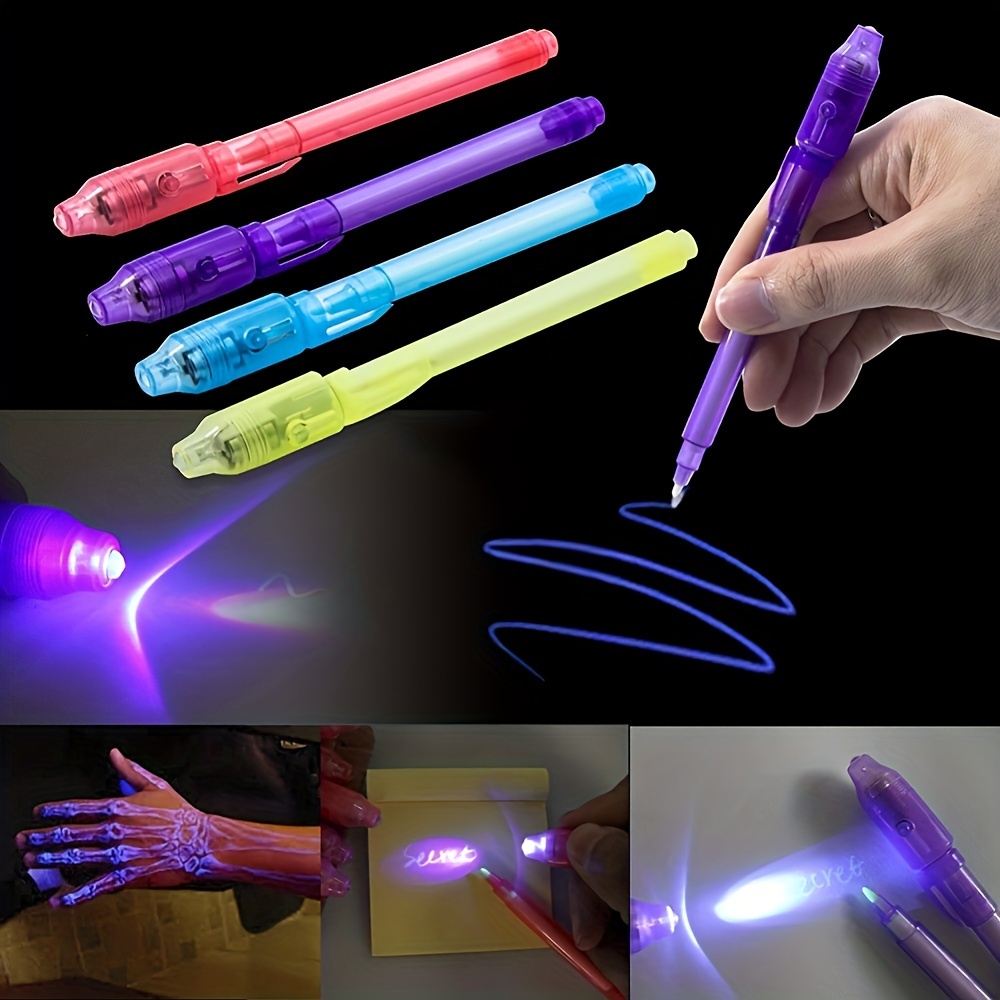 6PCS Creative Magic UV Light Pen Invisible Ink Pen Glow In The Dark Pen  With Built-in UV Light Gifts And Security Marking