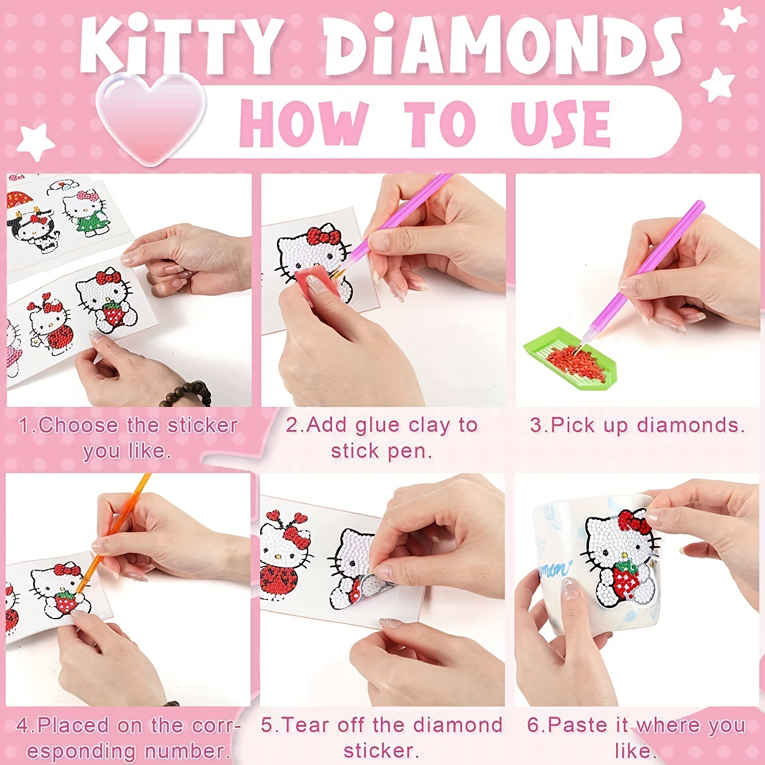 Diamonds Painting Hello Kitty, Diamond Sticker Hello Kitty