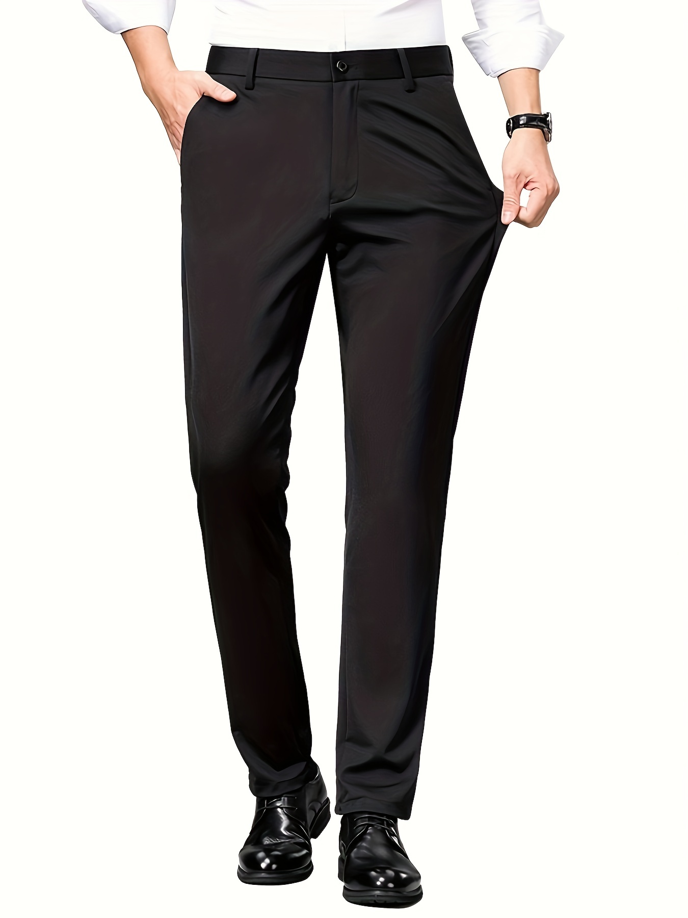 Classic Design Slim Fit Elegant Dress Pants Men's Semi - Temu Canada