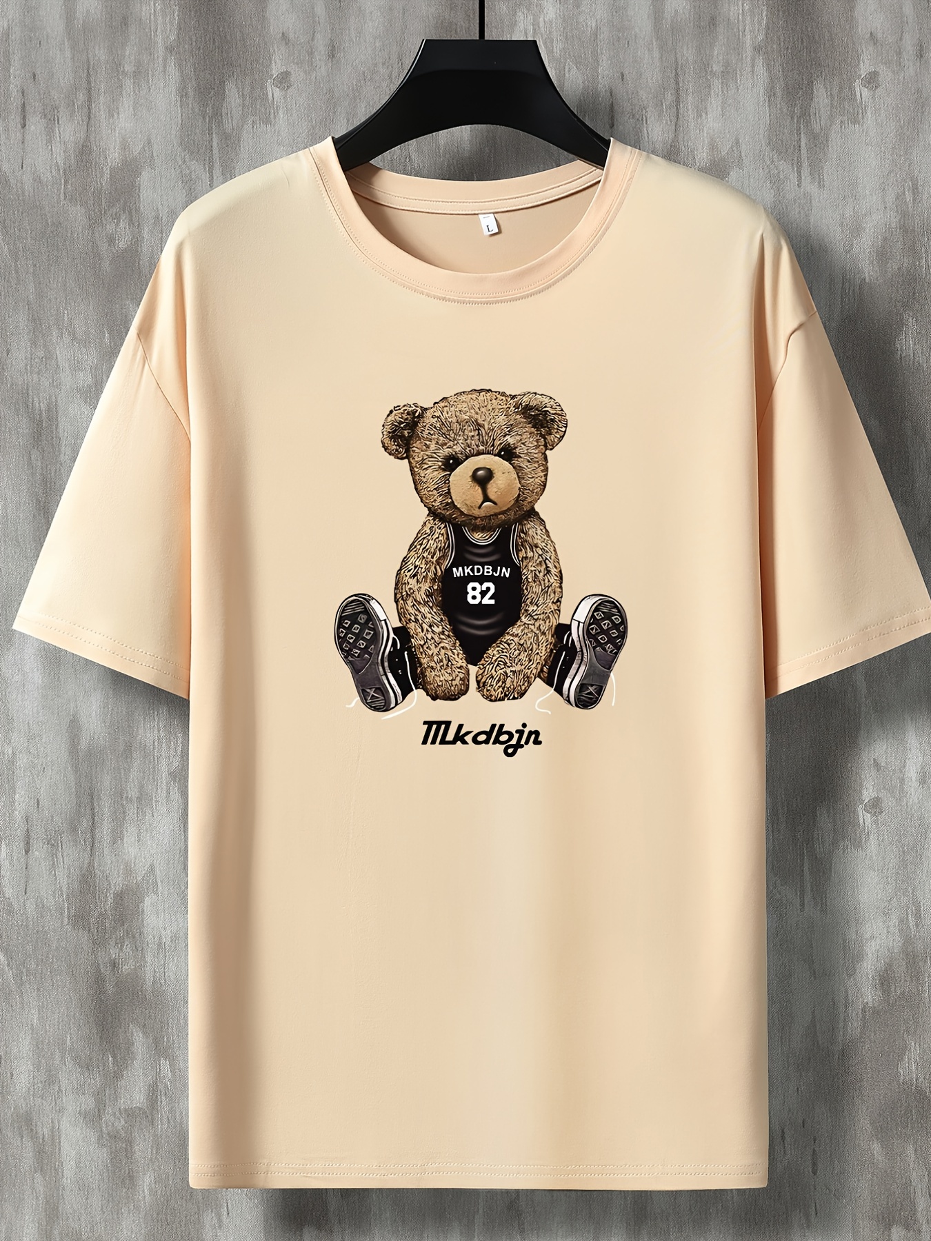 Men's Trendy Teddy Bear Graphic Loose Casual Short Sleeve T - Temu