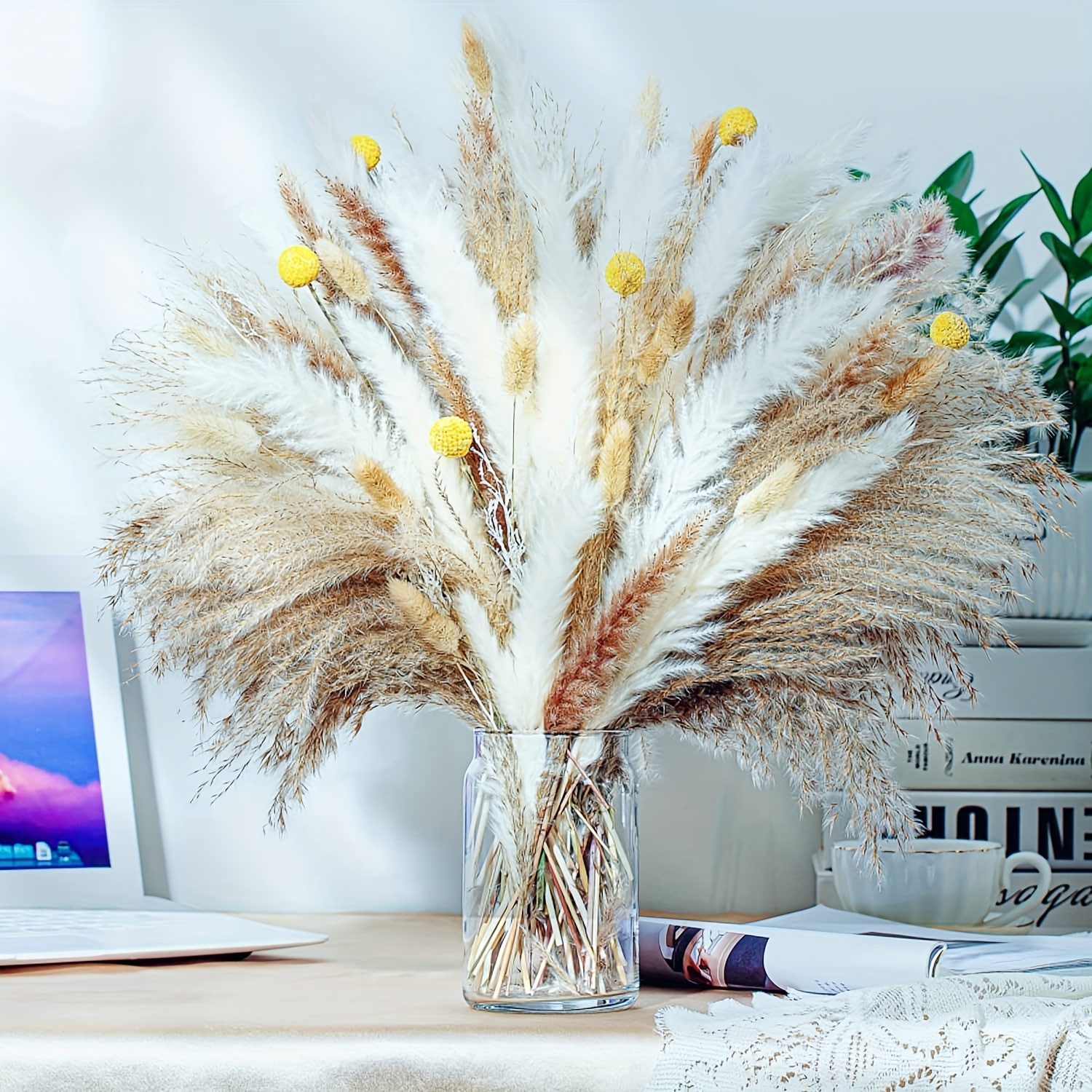 Dried Pampas Grass Decoration Fluffy Pampas Grass Bouquet - Temu