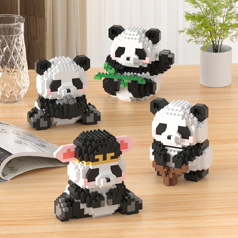 1set Cute Panda Shaped Building Block Toy Assembly Toy, Diy Puzzle Desk  Ornament, Gift