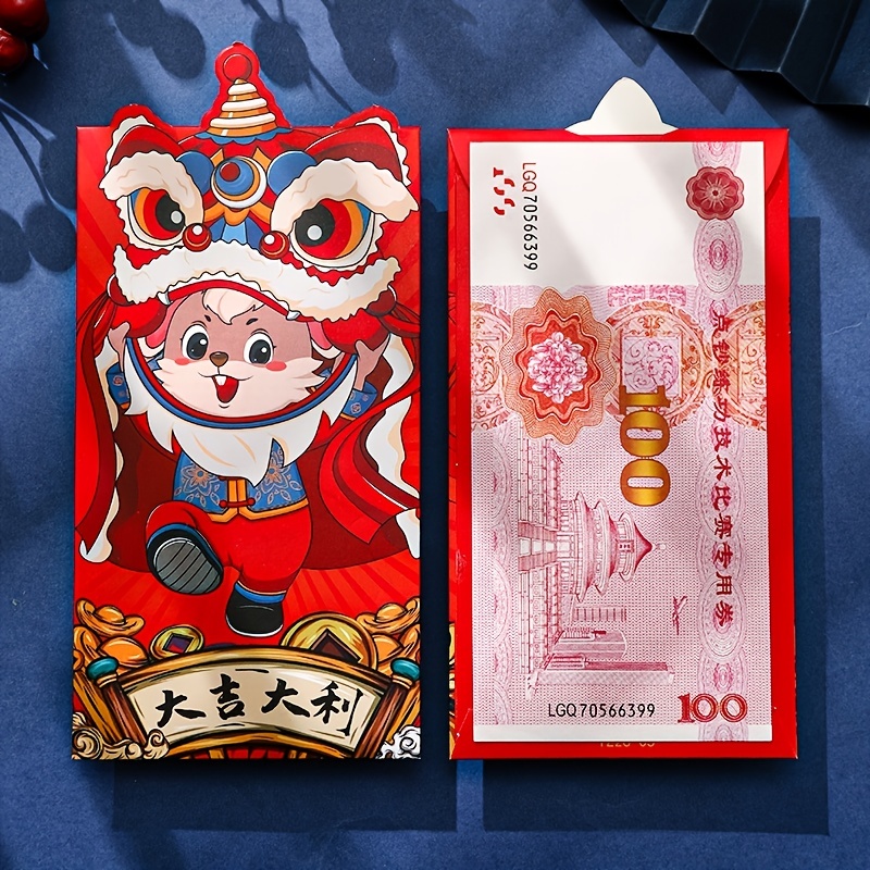 Year Of The Rabbit Red Envelope, Cartoon New Year Red Envelope, Chinese New  Year Red Envelope, Cartoon Rabbit Print Red Envelope - Temu