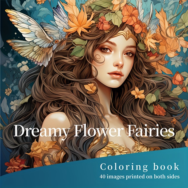 

(upgraded, Paper Thickened 15 Pages, 30 Figures Double-sided Printed, 20x20cm) 1 Dream Flower Fairy Theme Coloring Book Adult Soothing Stress Coloring Book Halloween Christmas Holiday Party Gift
