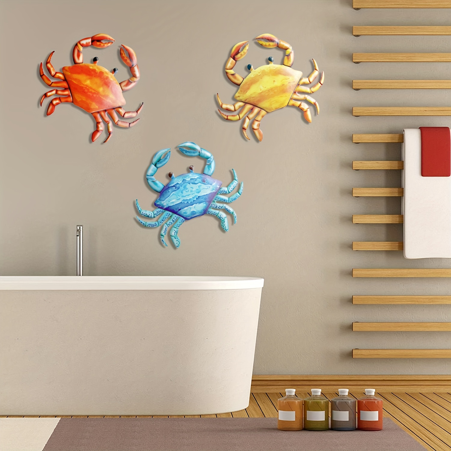  SOBLUING Crab Wall Decor Metal Crabs Decorations, Tiki Bar Wall  Decor Coastal Sculptures for Home, Outdoor Wall, Home Door, Window, Ocean  Theme Room, Set of 4 : Home & Kitchen