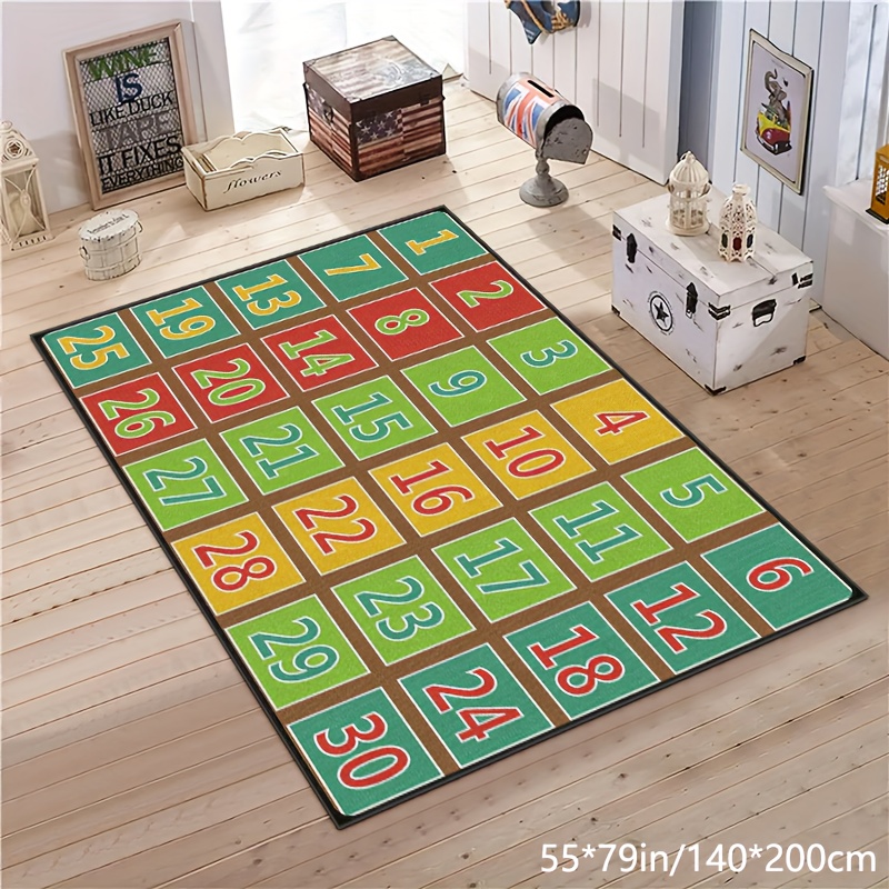 Alfombra infantil estilo Hopscotch para niños, divertida y educativa,  alfombra de juego para sala de estar, alfombra de juego antideslizante para