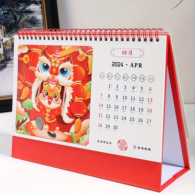 1pc, Calendario Da Tavolo Del Nuovo Anno Del Drago, Calendario Cinese Da  Ufficio 2024, Calendario Mensile Creativo, Calendario Mensile Calendario