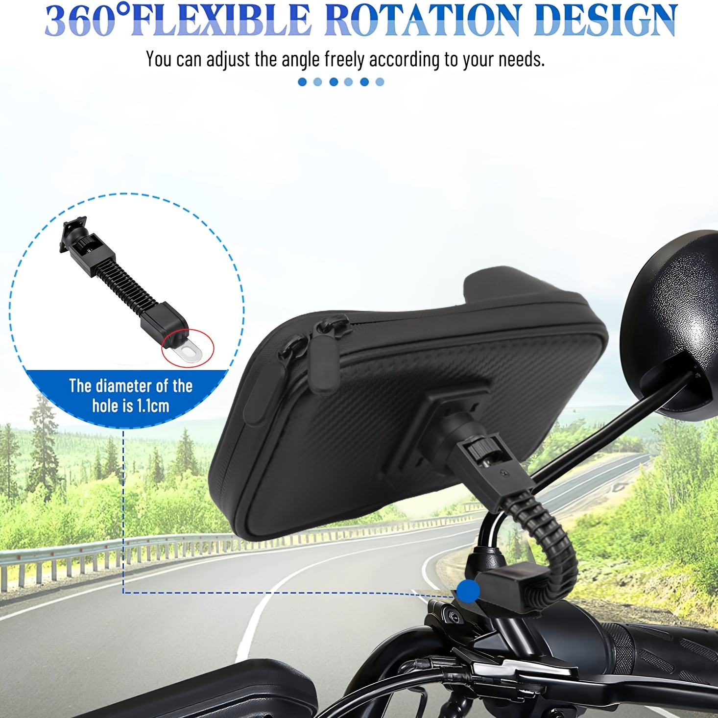 Waterproof Motorcycle Bike Mobile Phone Holder Support Universal Bicycle  GPS 360° Swivel Adjustable Motorcycle Cellphone Holder