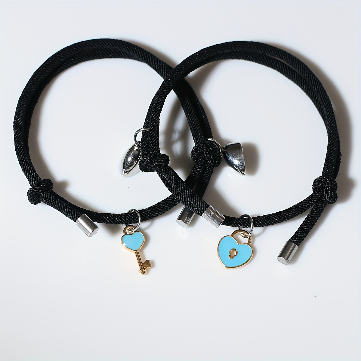 Luminous Lock and Key Couple Bracelet, Magnetic Suction