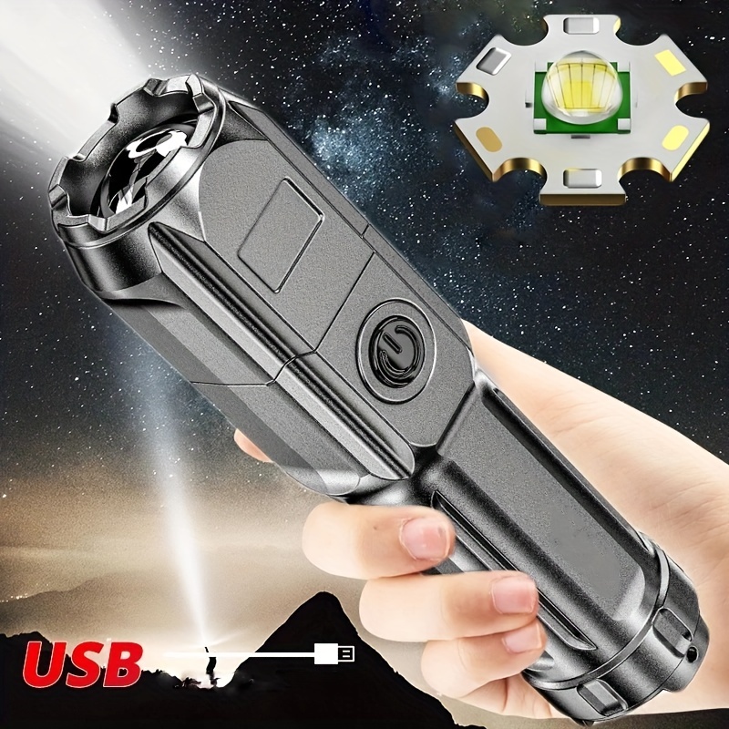 Led Emergency Handheld Flashlight Adjustable Focus Water - Temu