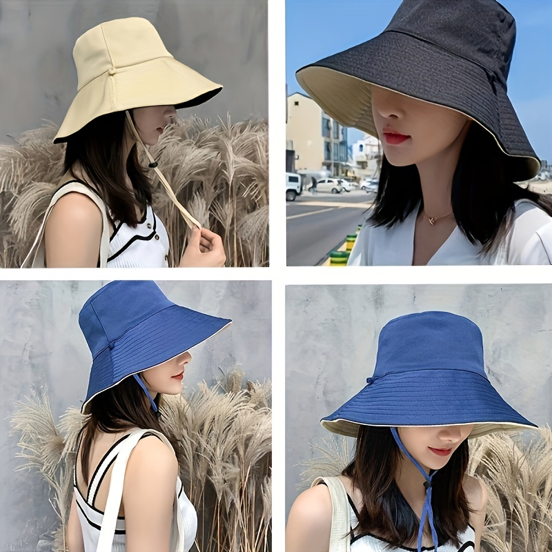 Foldable Wide Brim Sun Visor Hat, UPF 50+ Protection Traveling Hiking Fishing for Women,Temu