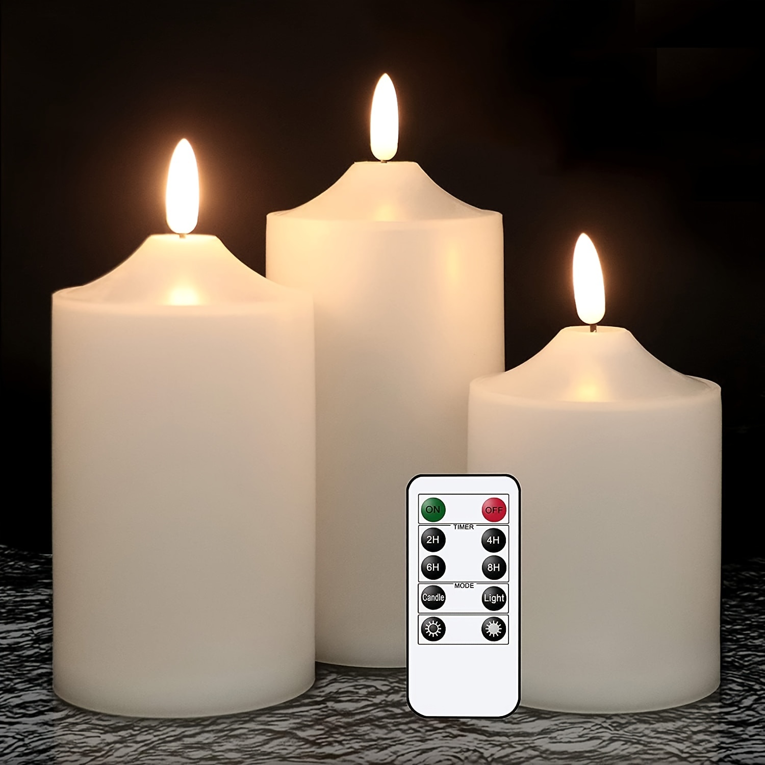 3pcs Bougies à LED sans flamme avec télécommande, bougies à mèche mobile  avec minuterie et luminosité réglable pour la décoration quotidienne de la