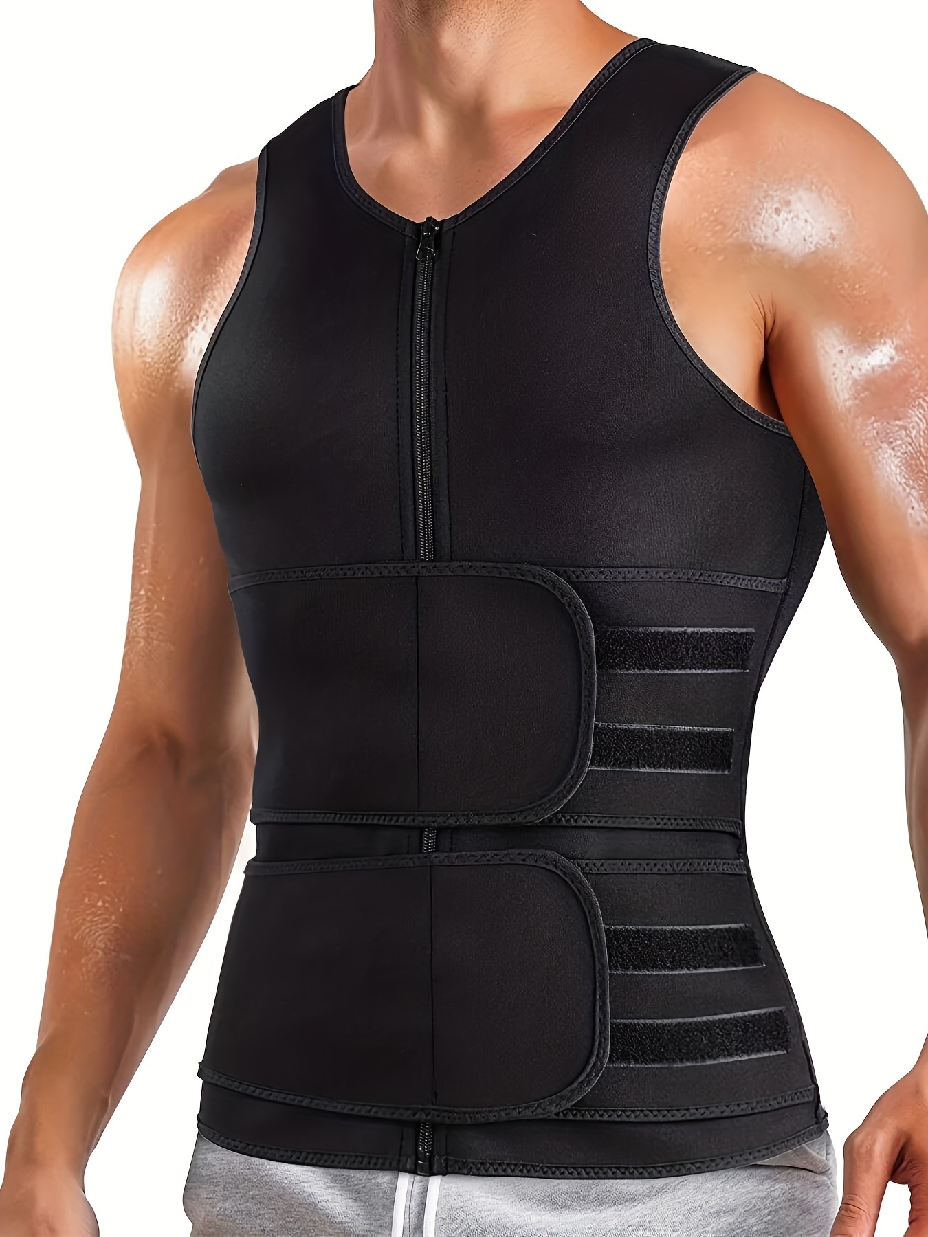Sweat Sauna Vest For Men Heat Trapping Polymer Vest Sauna Suit Workout Tank  Top Pullover Waist Trainer Shirt Body