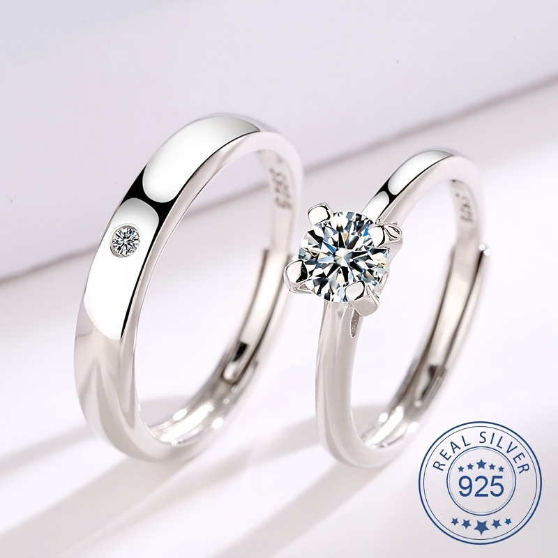 925 Silver Couples Rings Wedding Pair Open Rings Valentines Memorial
