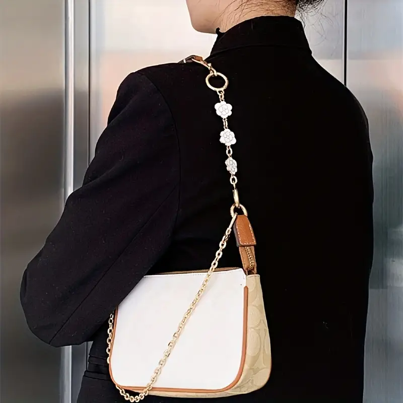 Bag Extension Chain White Camellia Bag Strap Extender for Handbag Bag  Accessories Handles Extension DIY Bag Hand Carry Decorative Exquisite Chain