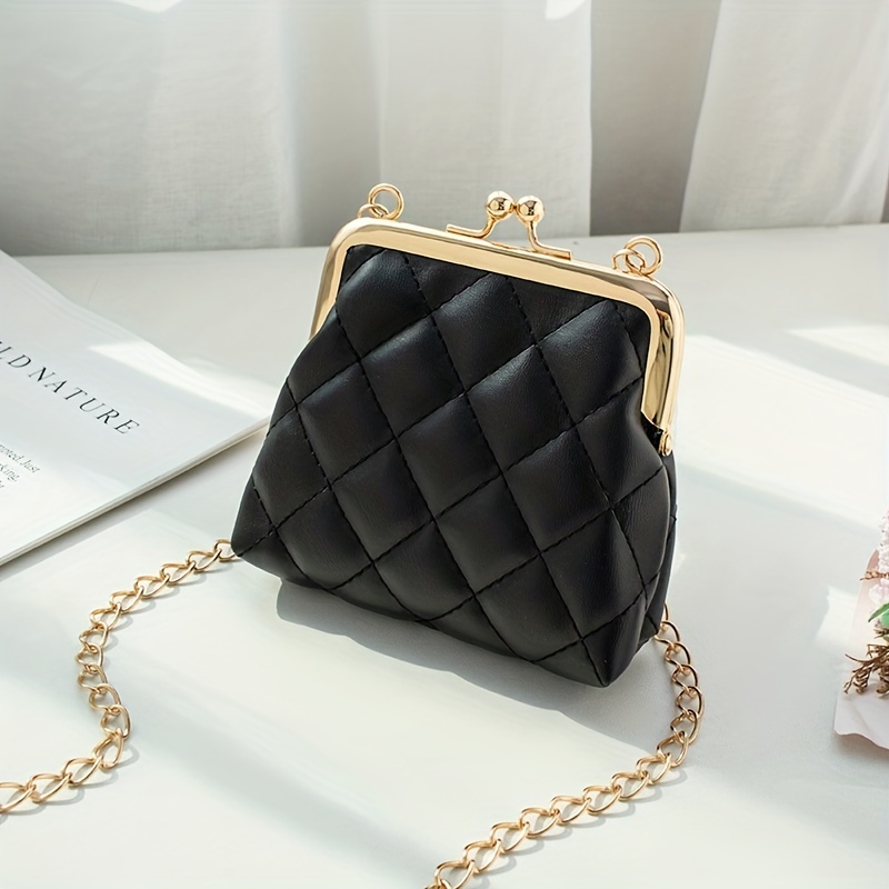 Argyle Quilted Clutch Purse Chain Crossbody Bag