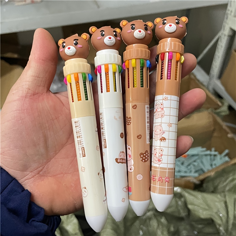 4pcs/set 4-color Cartoon Ballpoint Pens For Journal Writing, Signing &  Multi-functional Press-type Colorful Ballpoint Pens