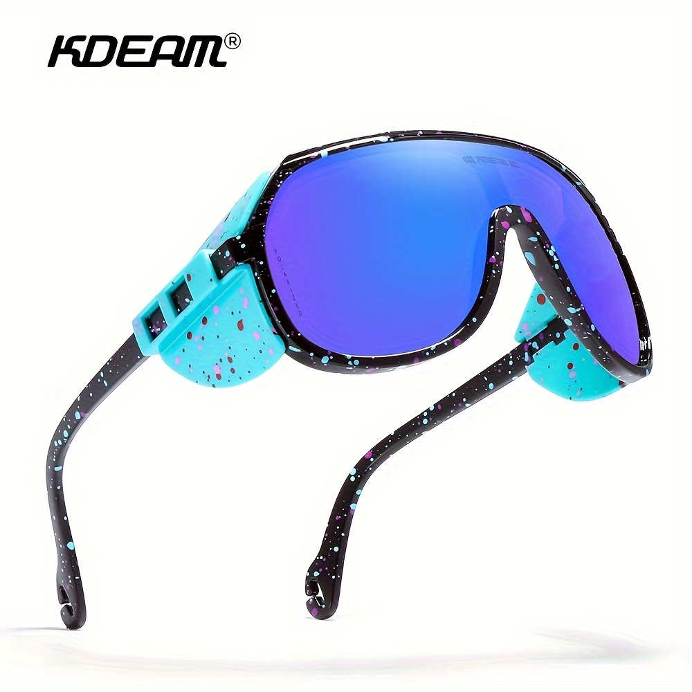 KDEAM, Cool One-Piece Windproof Goggles, TR90 Polarized Sunglasses, Sports Outdoor Riding Fishing Sunglasses, with Detachable Sunshade Side, for