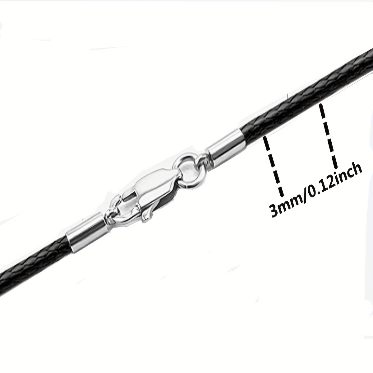 Men's 3mm Wax Cord Choker Necklace with Stainless Steel Clasp