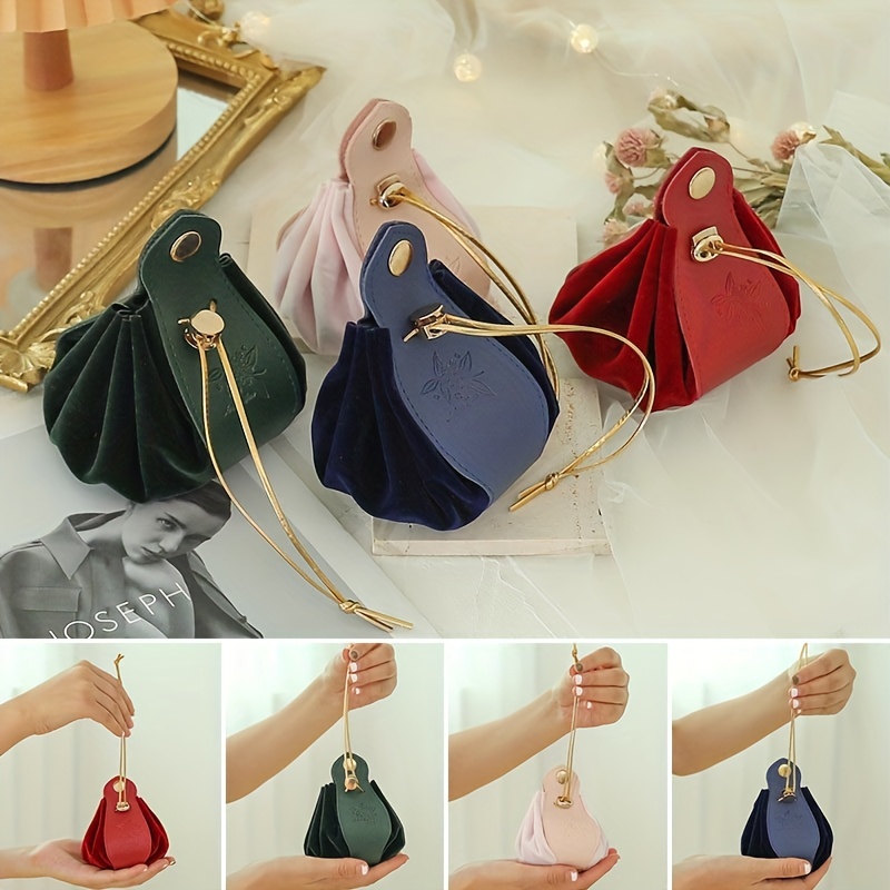 Thick Velvet Jewelry Bag Drawstring with Ribbon Small Pouches for Wedding  Party Candy Bag Earring Packing Organizer Custom