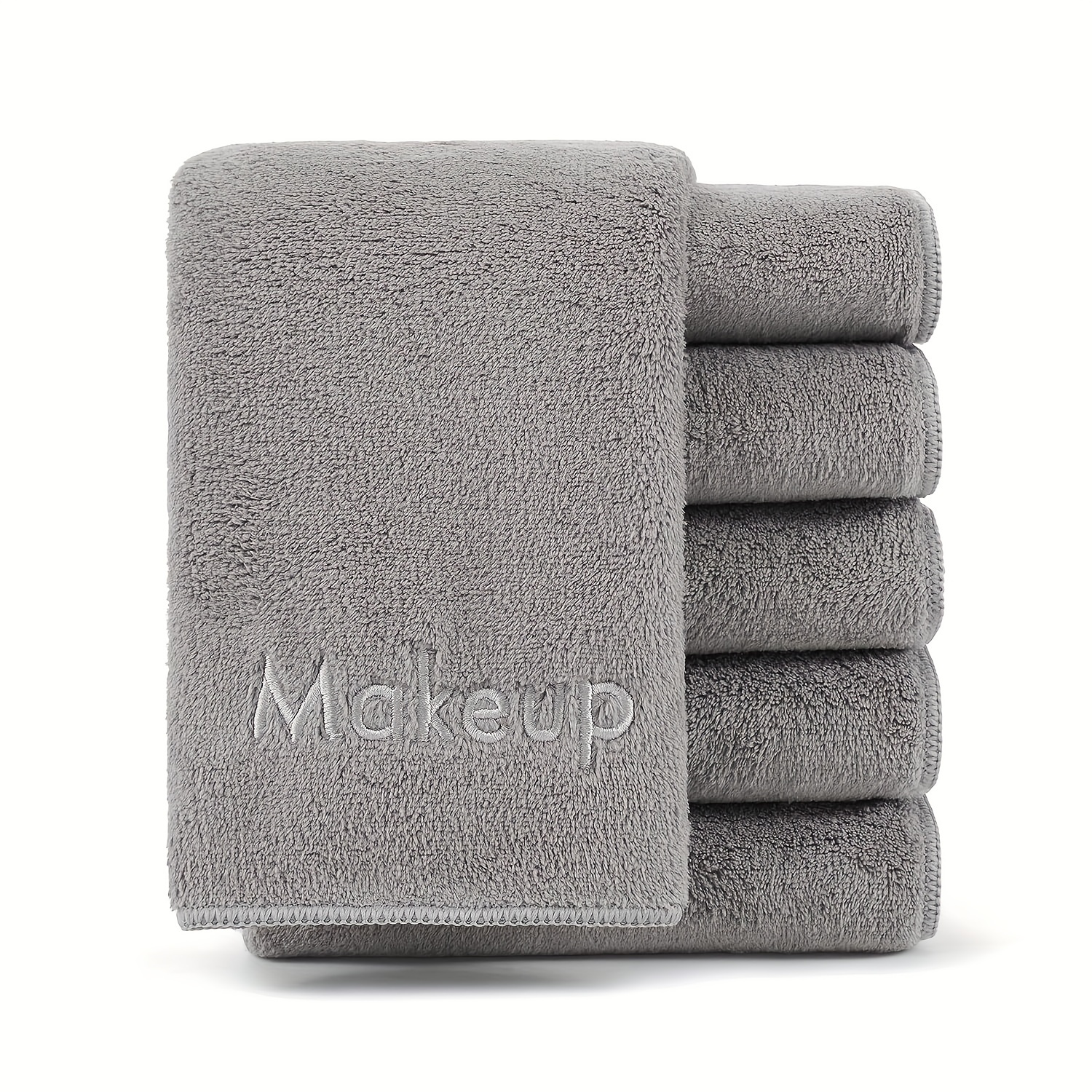 

5 Pack Makeup Remover Wash Cloth - Soft Coral Fleece Microfiber Fingertip Face Towel Washcloths For Hand And Make Up