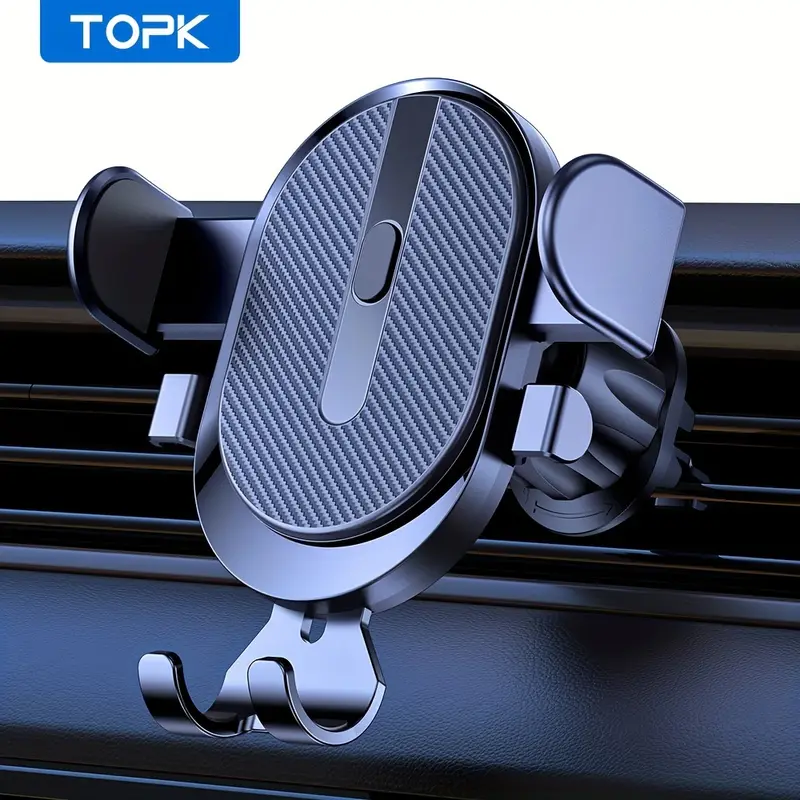 Car Phone Holder Mount, TOPK [2023 Upgrade Auto Locking] Universal Phone  Holder With Hook Clip For Car Air Vent Compatible With IPhone Samsung Etc.